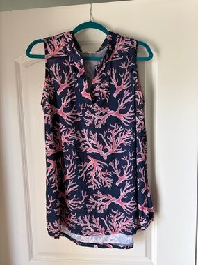 Simply Southern Navy Tunic with Pink Coral Print